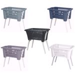 Large Laundry Washing Basket Folding Legs Plastic Rattan Clothes Storage Hamper