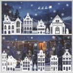 10 Sheets Christmas Window Stickers – House and Snow, Reusable Double-Sided W