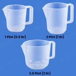 Measuring Jug 1/2/ 3.5 Pint (0.5/1/2 liter) Plastic Jug with Handle for Kitchen