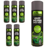 AutoTek Grey Primer Multi-Purpose Aerosol Spray Paint 500ml x6
