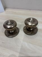 Pair solid cast brass round antique door reclaimed door knobs not sprung  2”