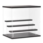 12.6x9.45x11.81 inch Clear Acrylic Display Case with LED Light 3 Tier Box Black
