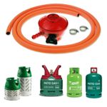 PATIO HEATER GAS BOTTLE REGULATOR WITH 2m ORANGE FLEXIBLE HOSE 27mm CLIP ON LPG