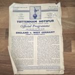 Tottenham Hotspur Official Programme England v West Germany U21 Friendly 1960-61