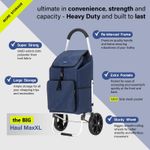 Large 64L Aluminium Shopping Trolley 2 Wheel Heavy Duty 4 Pockets Foldable Solid