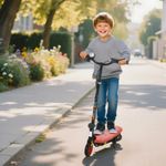 Folding Electric, Electric Scooter w/ LED Lights, for Ages 7-14 Years, Red