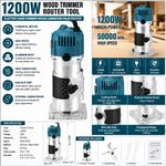 1200W Wood Trimmer Router Tool Electric Hand Trimmer Wood Laminator Palm RouterV