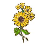 Sunflower Pin Badge Enamel Brooch Strength Resilience Floral Lapel Jewellery