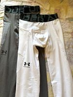 Mens Under Armour HeatGear Men's Compression Leggings 2 Pack White/Grey Size S
