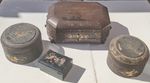 Group of Antique Chinese 19th century gilt & brown lacquer boxes