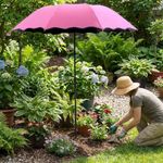 Metal Stake Plant Shade Umbrella 95cm Large Folding Parasol  Flower Pot