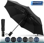 Strong Windproof Folding Umbrella 8 Ribs Automatic Open Close Compact Travel