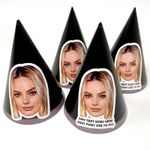 Personalised Party Hats With Face Photo & Text of your choice - Black