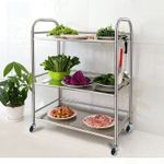 3 Tier Metal Rolling Trolley Cart Beauty Salon Shelf Kitchen Storage Rack