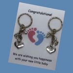 Mum Dad to be pregnancy charm keyrings baby shower gift card gift expecting born