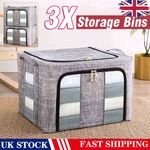 3PCS 66L Stackable Storage Box Large Capacity Storage Box Wardrobe Organizer