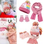 Winter Unicorn Beanie Hat Scarf Gloves Set for Baby Girls Kids Knitted Warm Hats