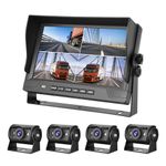 9" QUAD SPLIT SCREEN MONITOR 4x SIDE VIEW BACKUP CAMERA SYSTEM FOR TRUCK TRAILER