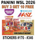 PANINI WOMENS SUPER LEAGUE WSL 2026 STICKERS  #170 - #346 BUY 3 GET 10 FREE