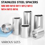 Stainless Steel Round Spacers Standoff Collar Bushes Washers M8 M10 M12 M14 M16