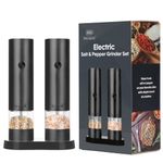 Electric Salt & Pepper Grinder Set USB-C Rechargeable Automatic Black 2PCS