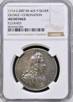 1714 George I Great Britain Silver Coronation Medal AU Details NGC