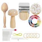 Mini Darning Loom,Mushroom Knit Patch Kit with 14 Hooks Small Weaving Loom