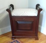 Vintage Edwardian Piano Stool With Storage Reupholstered Seat