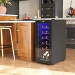 Wine Fridge Under Counter Narrow Cooler LED Light Glass Door 18Bottle Chiller