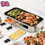 1600W Electric Barbecue Grill 2 in 1 Indoor BBQ Griddle Hot Plate Smokeless 