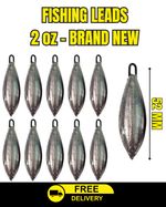 2oz Fishing Lead Weights – Seafishing sinkers, Mackerel, Bass, Shore fishing