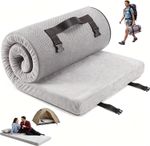 Foldable Camping Memory Foam Mattress 3'' Thick Roll up Sleeping 75x54'' Grey