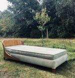 Antique Solid Hardwood Art Deco Velvet Day Bed Chaise Green 