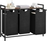 3 Compartment Laundry Hamper Basket Removable Bag Large Organizer Clothes Sorter