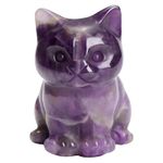 MospdyGear Amethyst Crystal Cat Figurine, Adorable Carved One Size, Clear 