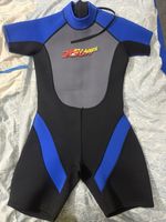 Nalu Wavewear  Mens Shorty Wetsuit Chest 36’ Blue/Black/Grey Excellent Preowned