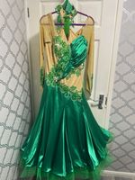 Ballroom Dress, Green and Nude long sleeve’s and Full Skirt