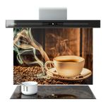 Kitchen Glass Splashback Toughened Cooker ANY SIZE Hot Coffee Cup Beans WxH