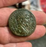 Septimus Severus Sestertius 193-211 EF portrait and VF reverse.