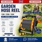 25M Garden Hose Reel Water Pipe with Spray Gun & Fittings Heavy Duty