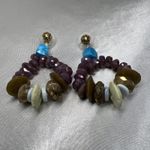 Handmade Raw Ruby Turquoise Mookaite Jasper Coral Beaded Dangle Earrings 32g