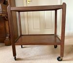 Wood Brown Drinks Trolley 2-Shelf Rectangle Serving Cart 60x35x65cm