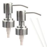2X Soap Pump Liquid Replacement Dispenser Head Nozzles Stainless Steel Brushed