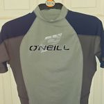 O'Neill Mens Rash Vest Short Sleeve Surf Top Grey/Navy Size M UV Protection