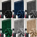 Thermal Door Curtain Single Lined Crushed VELVET Winter Eyelet Ring Top 66x84
