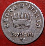 1810 M Italian States KINGDOM OF NAPOLEON 5 Soldi C# 5.1