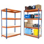 2 x Heavy Duty Garage Shelving Storage Racking Blue & Orange 400KG UDL