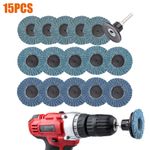 15Pcs 2" Flap Sanding Disc Mini Grinding Wheel Metal Rust Removal 40/60/80 Grit