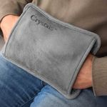 ELECTRIC RECHARGEABLE HOT WATER BOTTLE GREY BED HAND WARMER MASSAGING HEAT PAD