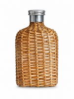 Antique 6 Inch wicker Rattan Woven Glass Hip Flask